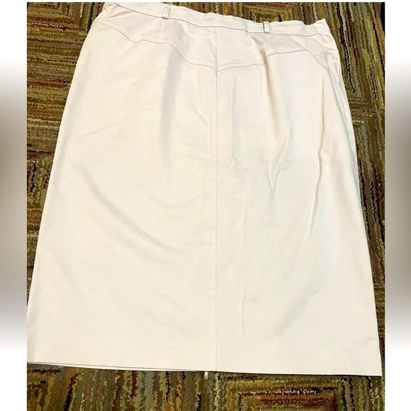 MARINA RINALDI Cotton cream/ grey Pensil Skirt zip Sz 25 / 16 US Midi Italy - Picture 2 of 9